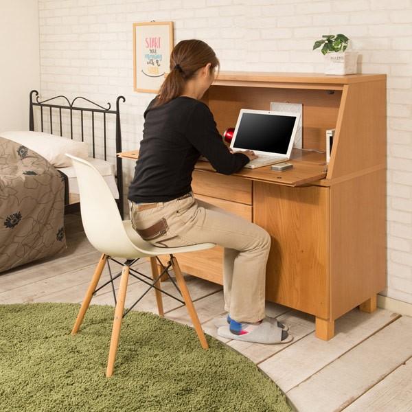 パソコンデスク 幅100cm 木製 学習机 日本製 プリンター収納 （ PCデスク ライティングデスク 学習デスク ） 【ハウタ】