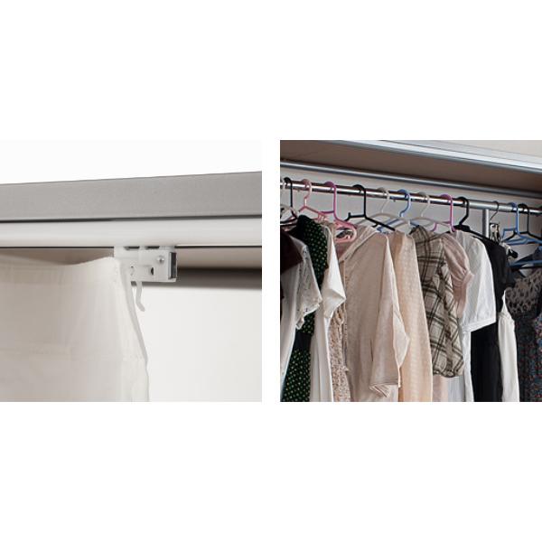 伸縮クローゼット 最大幅205cm ハンガーラック カーテン付き 日本製