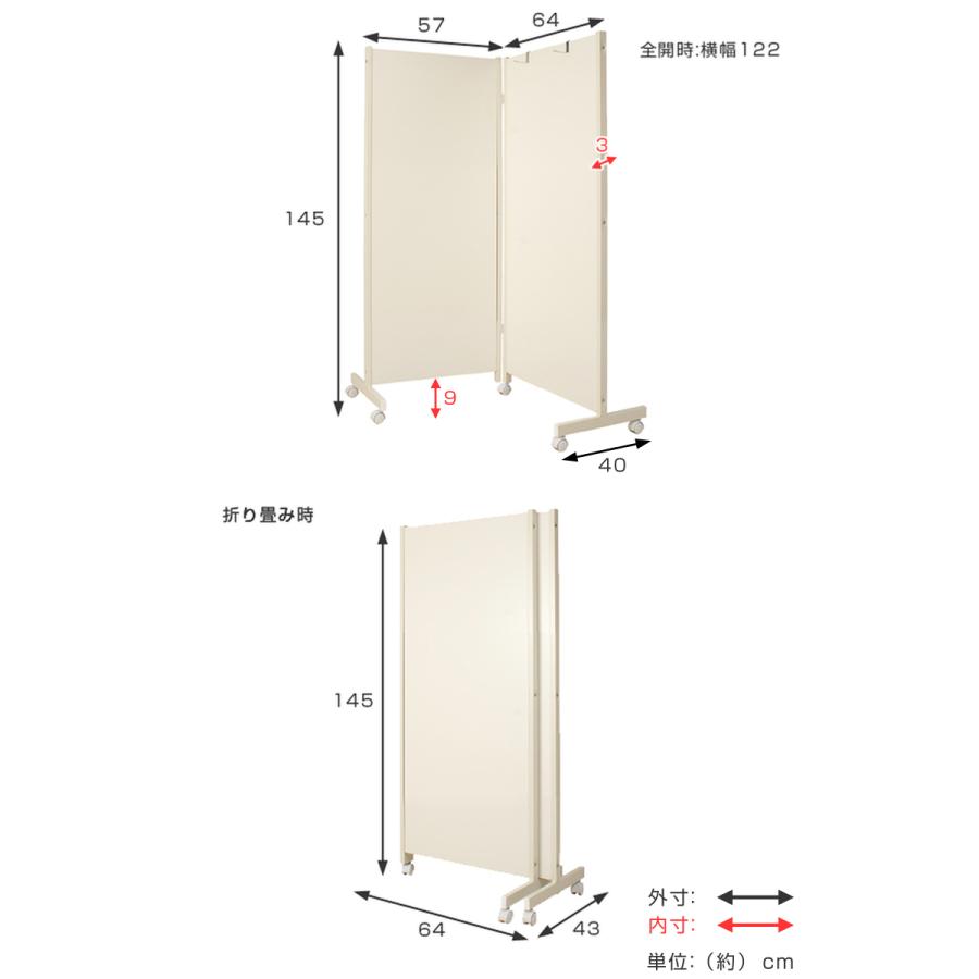 パーテーション キャスター付きパーテーション 2連 高さ145cm （ 自立