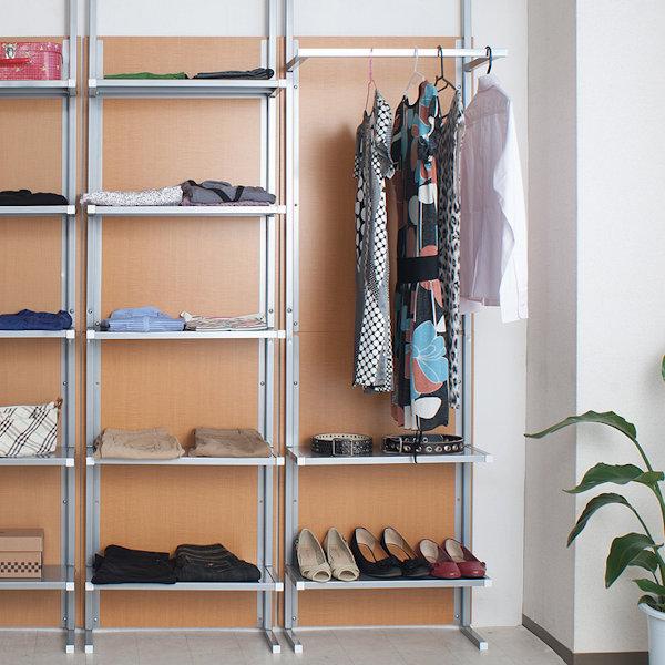 突っ張りパーテーション 間仕切りクローゼット ハンガーラック 棚付 幅60cm （ 洋服掛け 天井つっぱり ） 