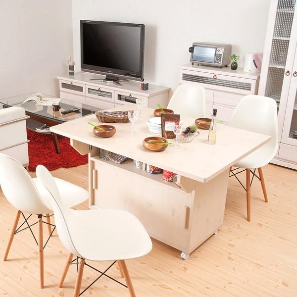 カウンターテーブル　バタフライ　キャスター付　幅119.5cm （ ワゴン 両バタ テーブル 折りたたみ バタフライテーブル 引き戸 キッチンワゴン ） 5cm cm 左右共通 完成品