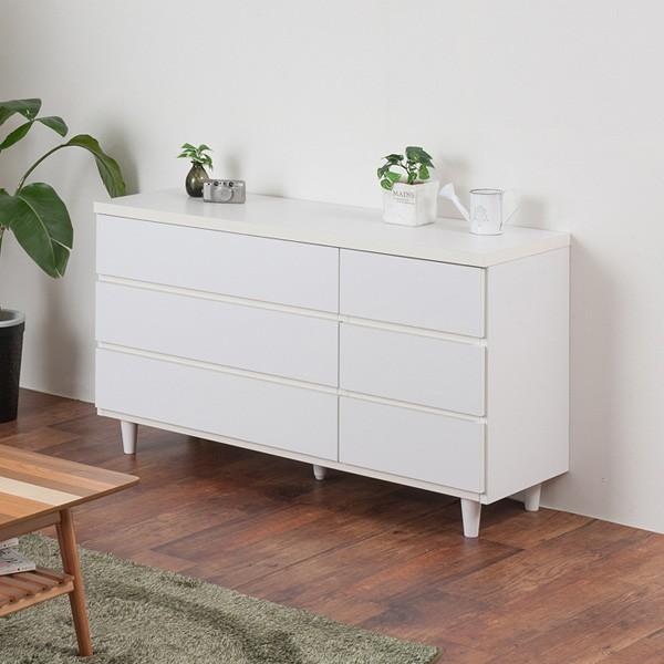 チェスト 3段 洋タンス 北欧風 ローチェスト 幅120cm （ 白家具 脚付