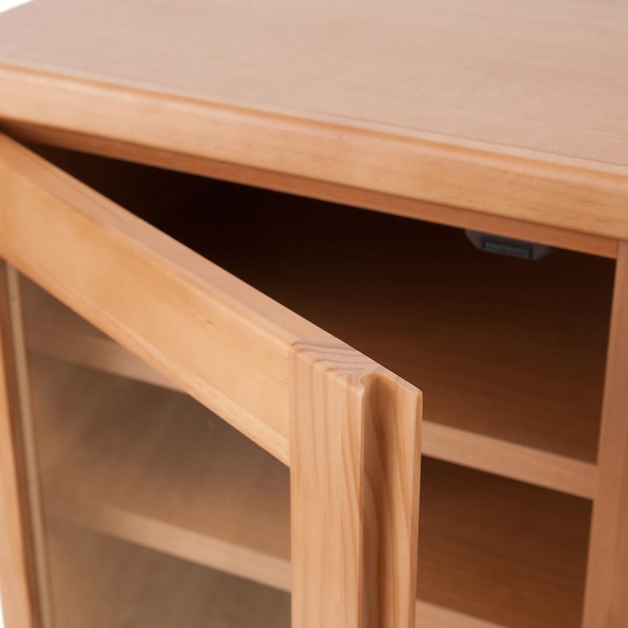 食器棚 カップボード 天然木 幅60cm 薄型ロータイプ 完成品 （ 食器