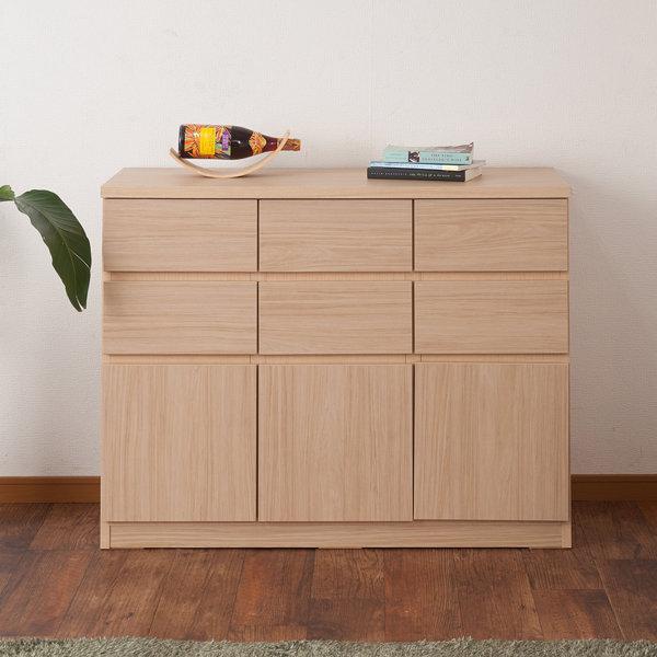 キャビネット 3段 スクエアキャビネット ロータイプ 引出し 約幅105cm