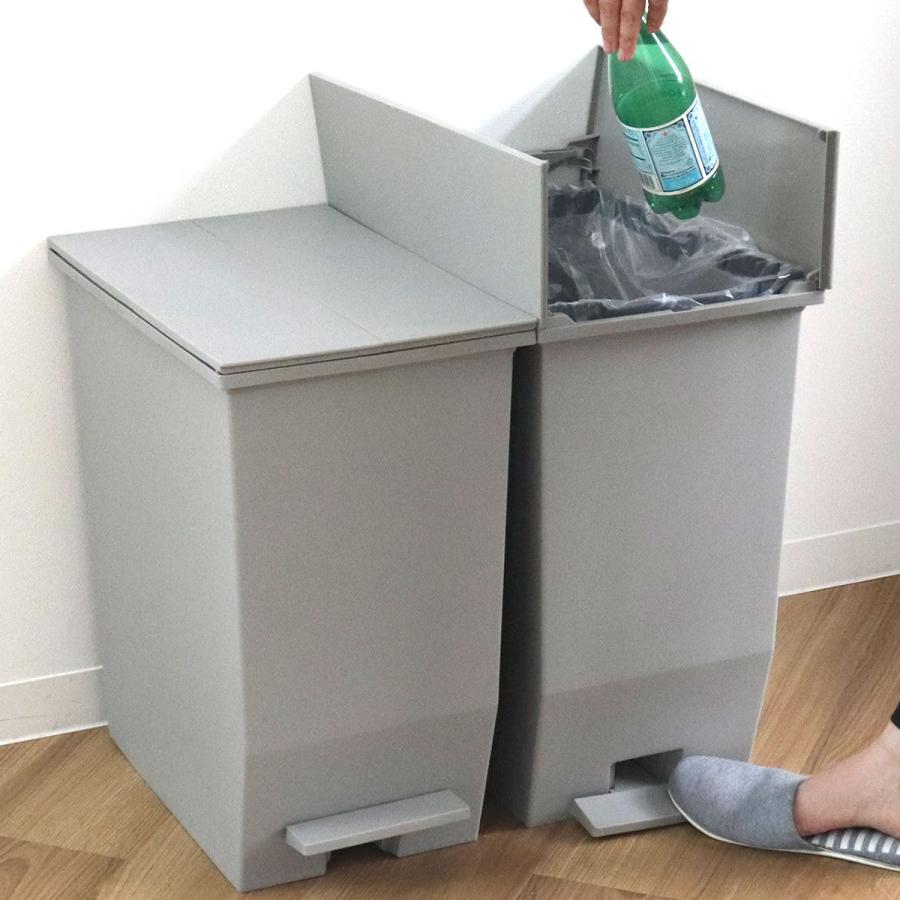 SOLOW グレー ごみ箱 45L 2個セット RISU（リス） 特典付き ゴミ箱 45L SOLOW ペダルオープンスリム 色違い