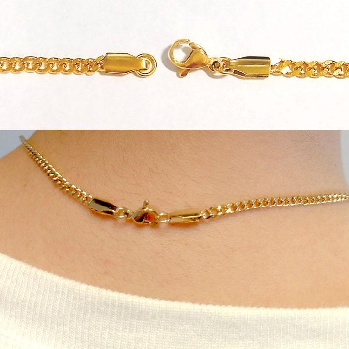 ゴールドネックレス 3mm幅 45cm チェーンネックレス 喜平ネックレス