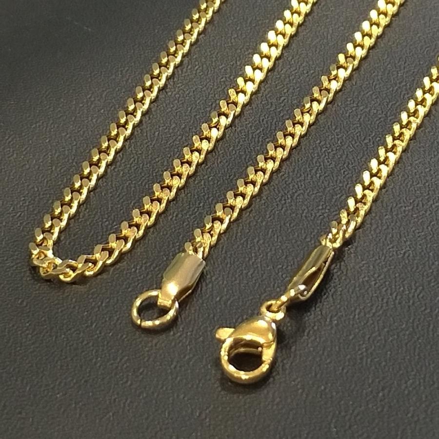 ゴールドネックレス 3mm幅 45cm チェーンネックレス 喜平ネックレス