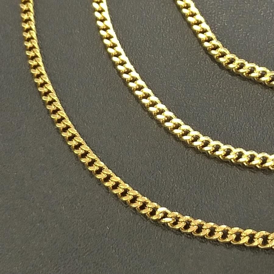 ゴールドネックレス 3mm幅 50cm チェーンネックレス 喜平ネックレス