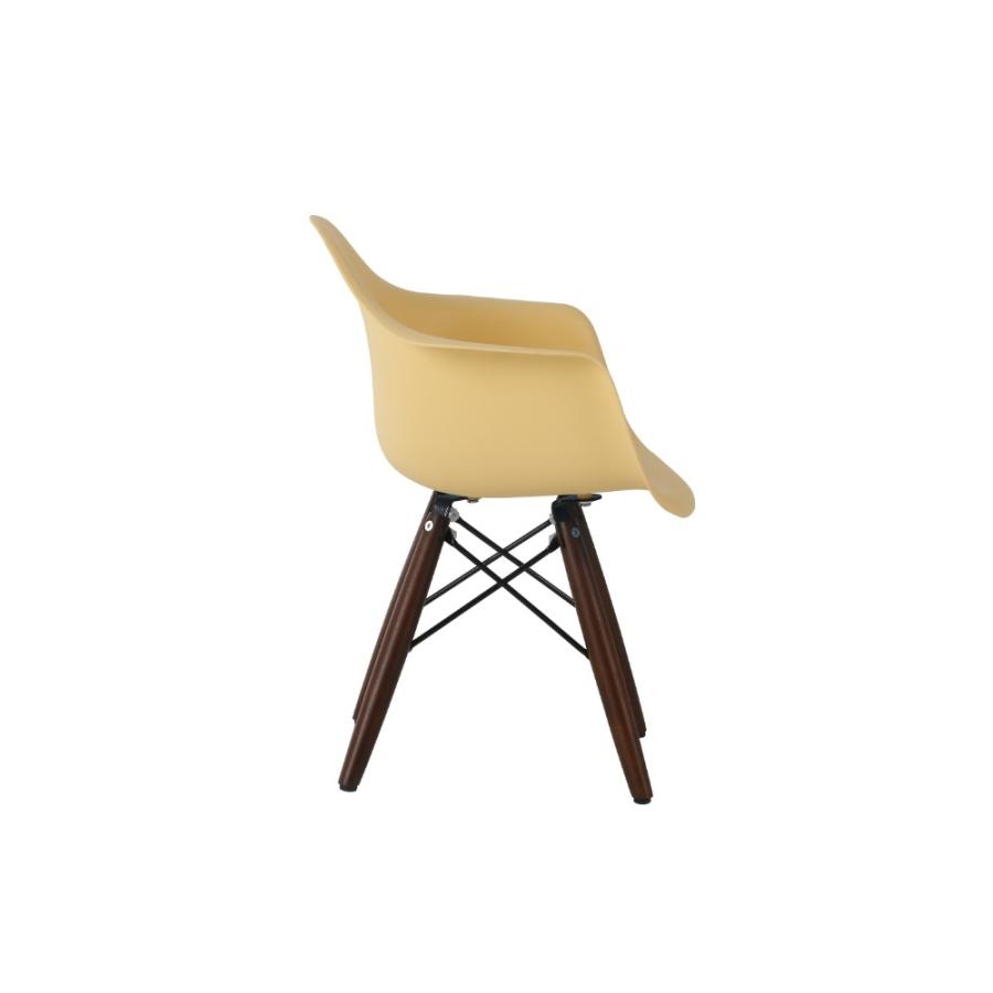 イームズ キッズ チェア ライトイエロー ブラウン脚 組み立て式 肘付き