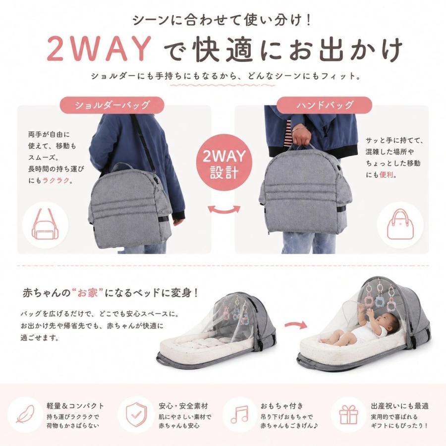 ベビーベッド ベッドインベッド 赤ちゃん 折りたたみ 持ち運び 蚊帳
