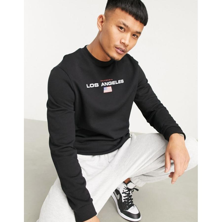 おすすめ エイソス スウェット トレーナー メンズ Asos Design Oversized Sweatshirt With Los Angeles Text Print エイソス Asos ブラック 黒 在庫限りッ アウトレット Www Skylanceronline Com