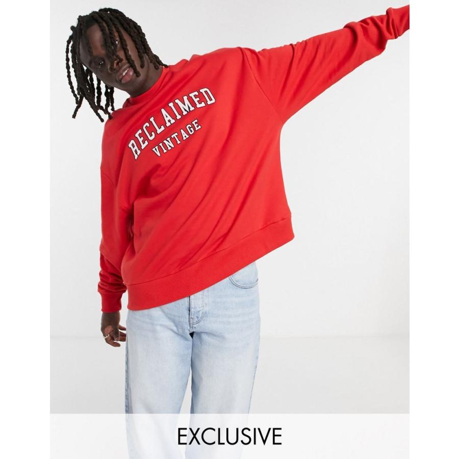 内祝い リクレイムドヴィンテージ スウェット トレーナー メンズ Reclaimed Vintage Inspired Varsity Sweat In Red エイソス Asos レッド 赤 超目玉 Mail Alrayan University Edu Ye