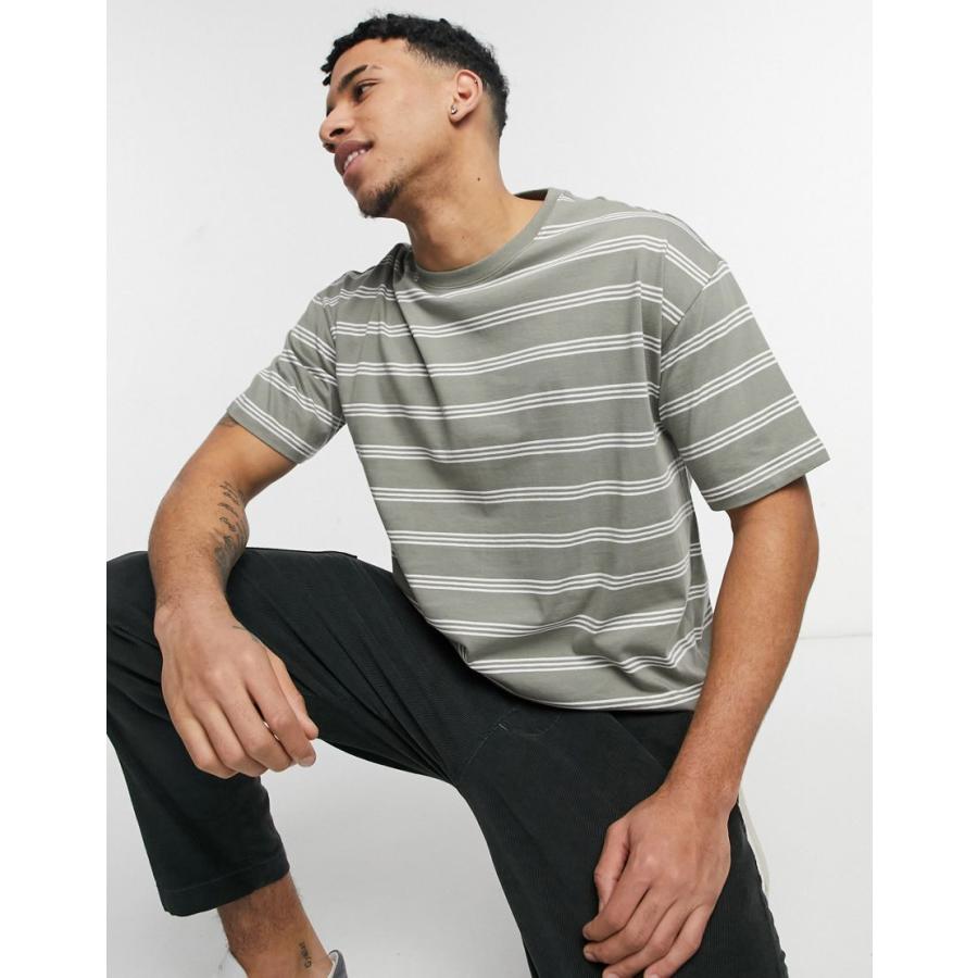 ニュールック 半袖tシャツ メンズ New Look Oversized Stripe T Shirt In Khaki エイソス Asos カーキ C Colors Kira 通販 Yahoo ショッピング