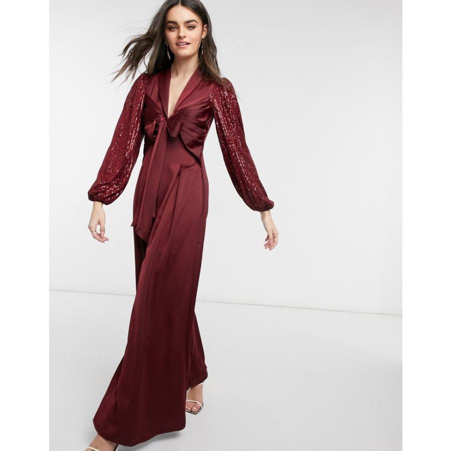訳ありセール格安 ビジューラウンジ ロンパース ジャンプスーツ レディース Virgos Lounge Satin Jumpsuit With Puff Sleeves And Tie Waist In Red Sequin エイソス Asos レッド C Colors Kira 通販 Yahoo ショッピング 全日本送料無料
