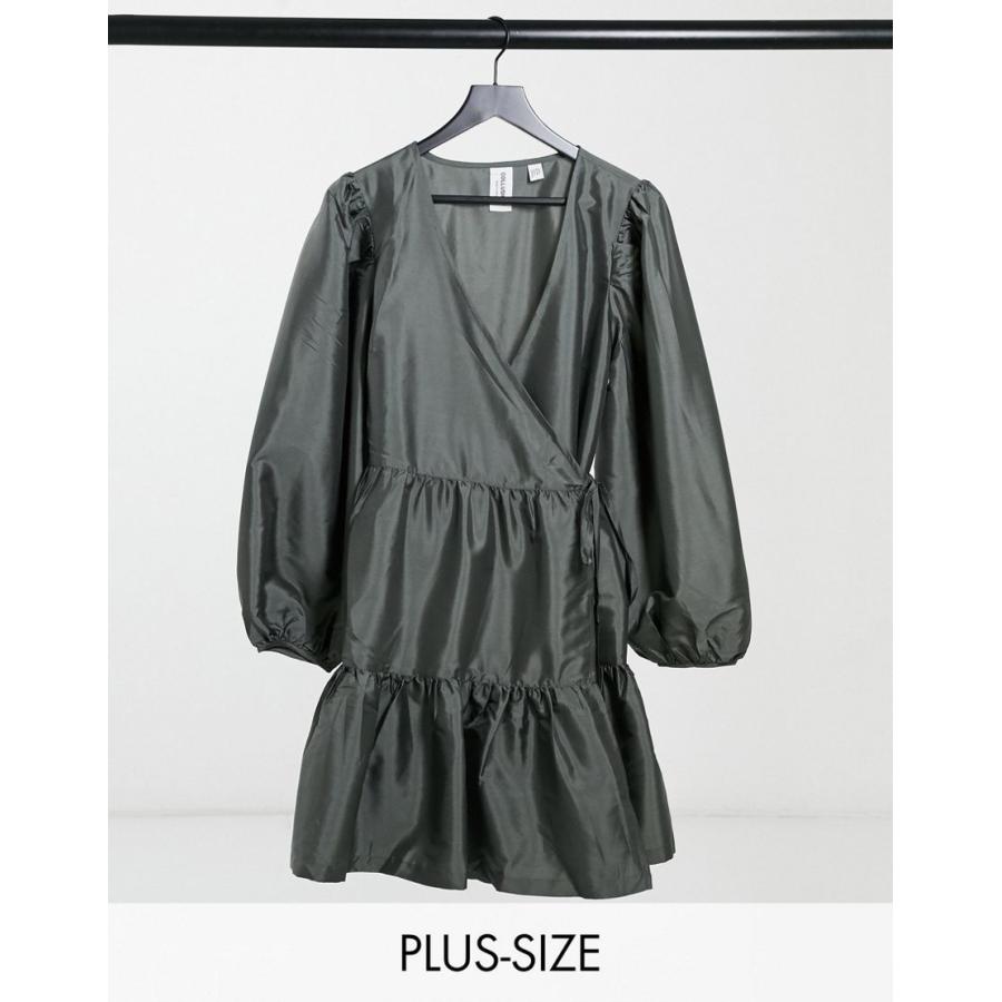 21春夏新色 コリュージョン ドレス 大きいサイズ レディース Collusion Plus Exclusive Taffeta Wrap Mini Dress In Grey エイソス Asos グレー 灰色 プレゼント対象商品 Gestion Etechnologies Shop