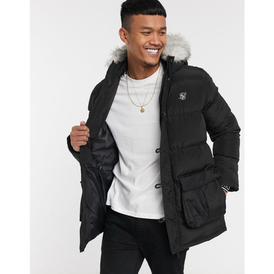 シックシルク ジャケット メンズ Siksilk Puffer Parka Jacket With Faux Fur Hood In Black エイソス Asos ブラック 黒 C Colors Kira 通販 Yahoo ショッピング
