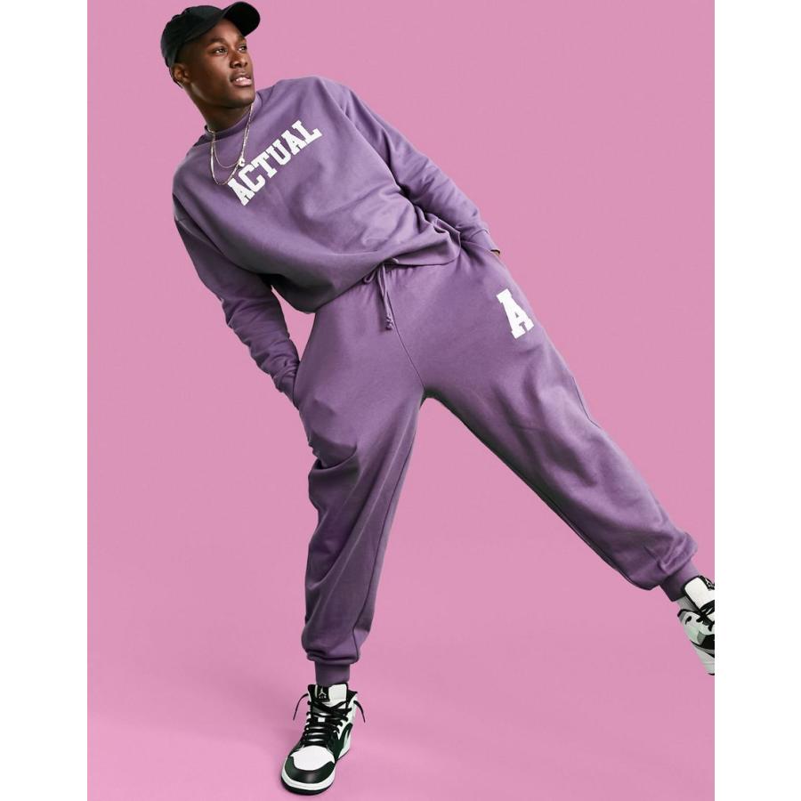 販売大特価 エイソス スウェットパンツ メンズ Asos Actual Relaxed Jogger In Purple With Varisty Logo Print エイソス Asos パープル 紫 クラシック調 Superavila Com