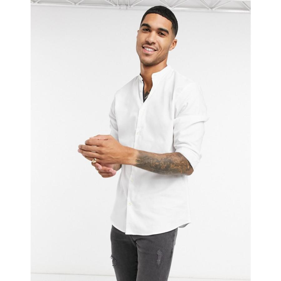 正規品 セレクテッド ワークシャツ メンズ Selected Homme Grandad Collar Shirt In White エイソス Asos ホワイト 白 50 Off Sites Suvagrammar Com