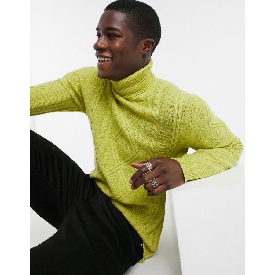 エイソス セーター メンズ Asos Design Lambswool Cable Knit Roll Neck Jumper In Lime Green エイソス Asos グリーン 緑 C Colors Kira 通販 Yahoo ショッピング