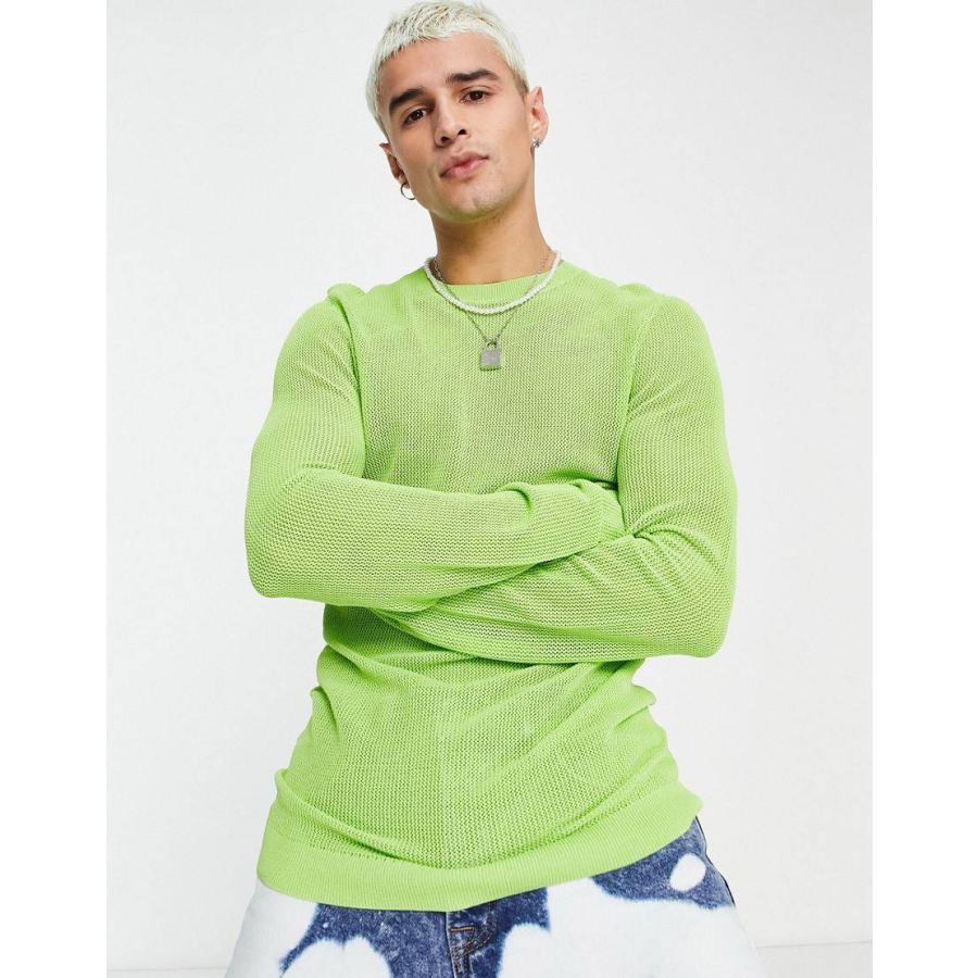 エイソス セーター メンズ Asos Design Muscle Fit Mesh Jumper In Green エイソス Asos グリーン 緑 C Colors Kira 通販 Yahoo ショッピング