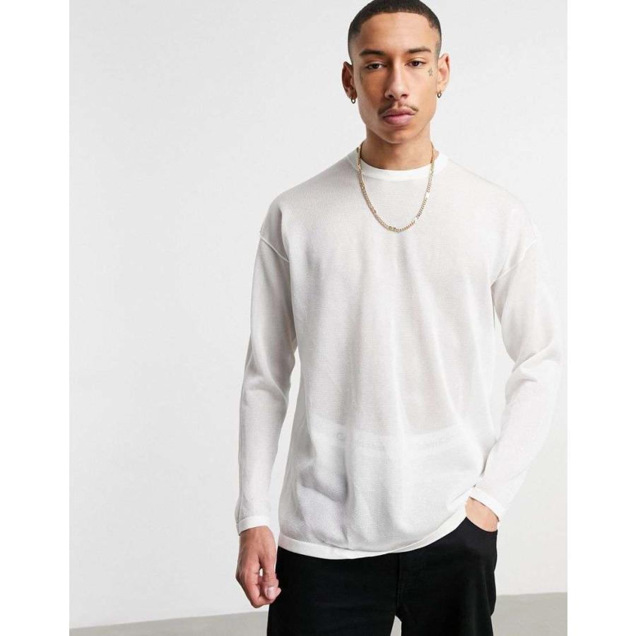 新しいコレクション エイソス セーター メンズ Asos Design Knitted Fine Mesh Jumper In White エイソス Asos ホワイト 白 史上最も激安 Sites Suvagrammar Com