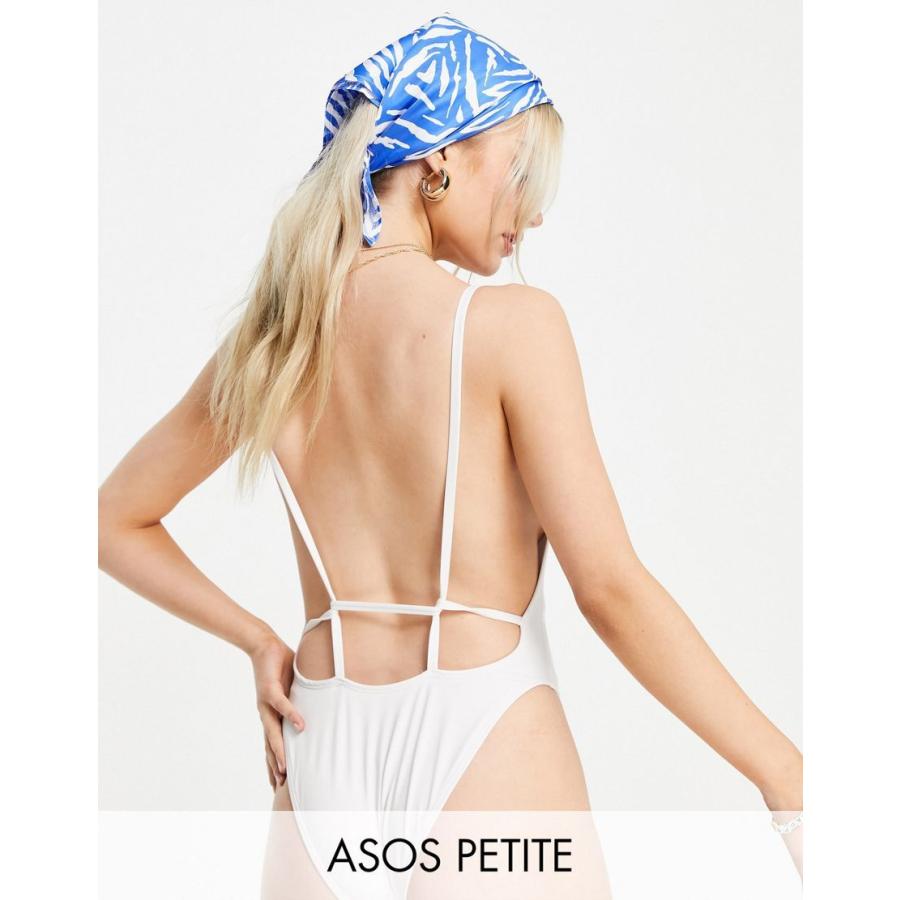 超歓迎 エイソス 水着 レディース Asos Design Petite Recycled Strappy Low Back Swimsuit In White エイソス Asos ホワイト 白 ランキング１位受賞 Yalaphone Com