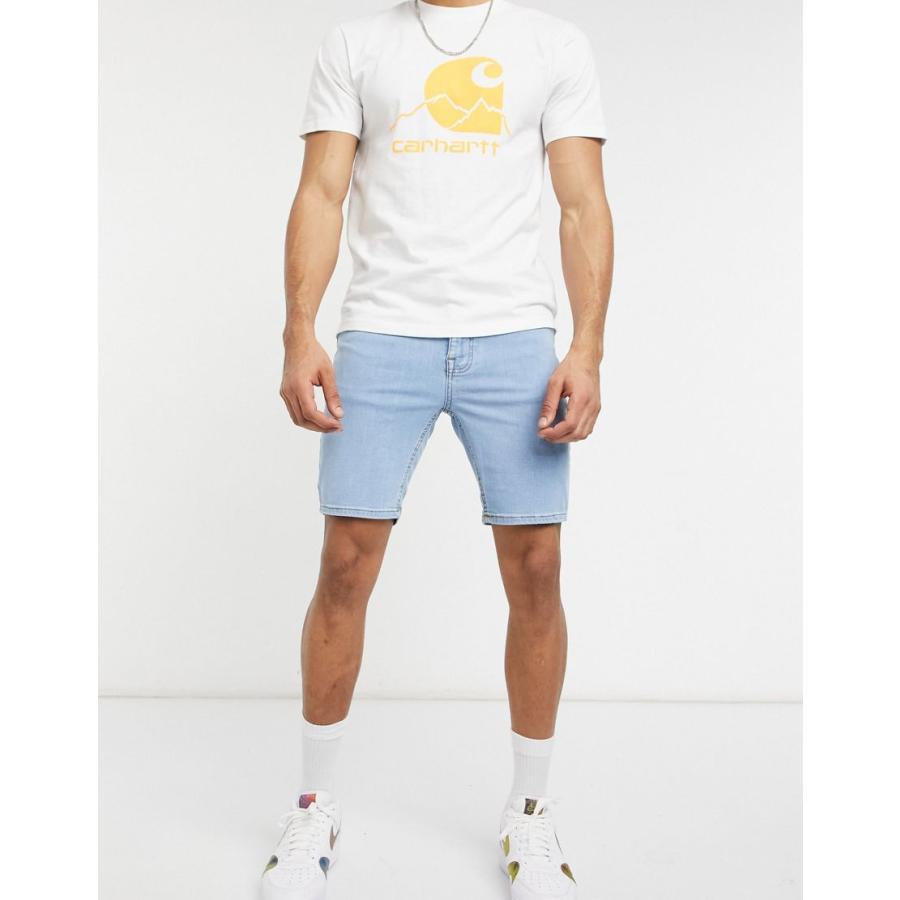 エイソス デニム ハーフパンツ 短パン ショート ショーツ ハーフ パンツ メンズ Asos Design Spray On Denim Shorts With Power Stretch In Light Wash Blue エ C Colors Kira 通販 Yahoo ショッピング