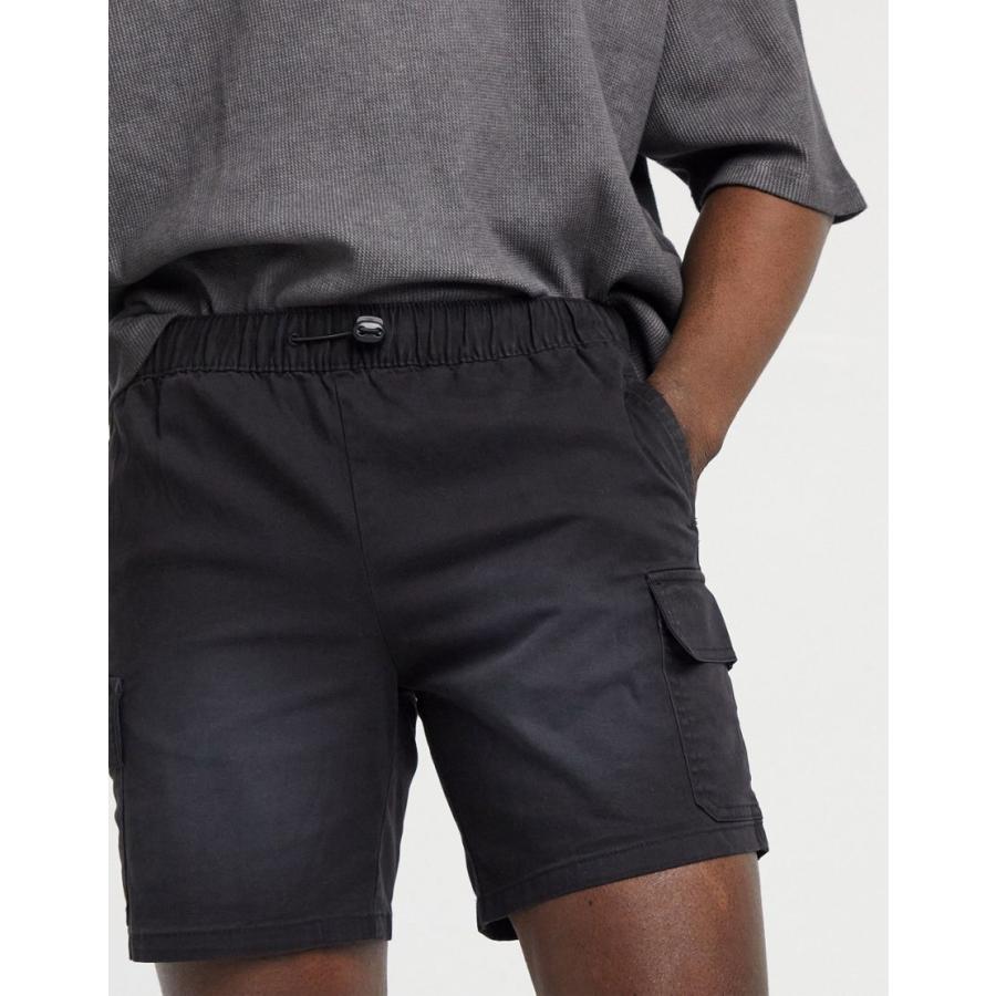 高級感 エイソス デニム ハーフパンツ 短パン ショート ショーツ ハーフ パンツ メンズ Asos Design Cargo Shorts In Black With Pigment Spray Finish エイソス Asos 公式 Www Vittal Com Ar
