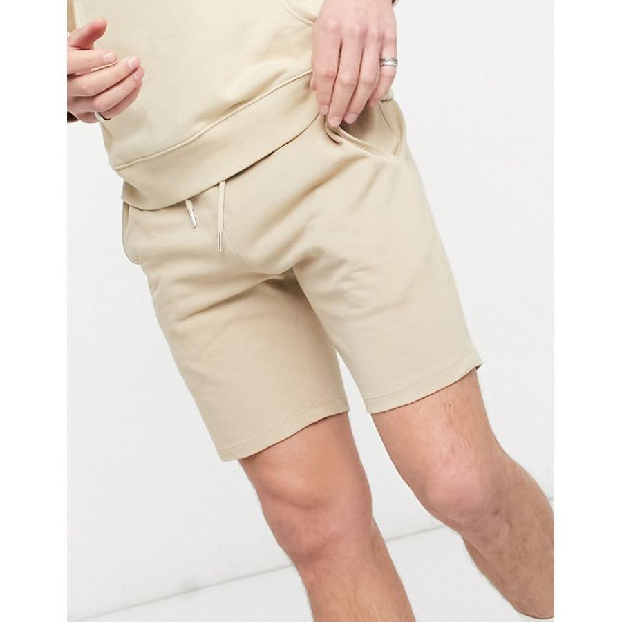 受賞店舗 エイソス デニム ハーフパンツ 短パン ショート ショーツ ハーフ パンツ メンズ Asos Design Co Ord Skinny Shorts In Beige Pique エイソス Asos 100 本物保証 Kpiss Fm