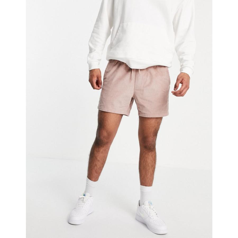 エイソス デニム ハーフパンツ 短パン ショート ショーツ ハーフ パンツ メンズ Asos Design Shorter Shorts In Pink Cord エイソス Asos C Colors Kira 通販 Yahoo ショッピング