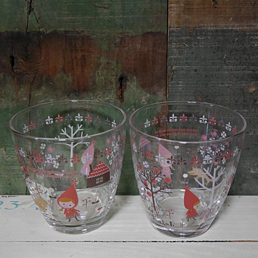 赤いカットガラスの脚付きグラス5個セット 脚付きグラス・小(V495-U525)