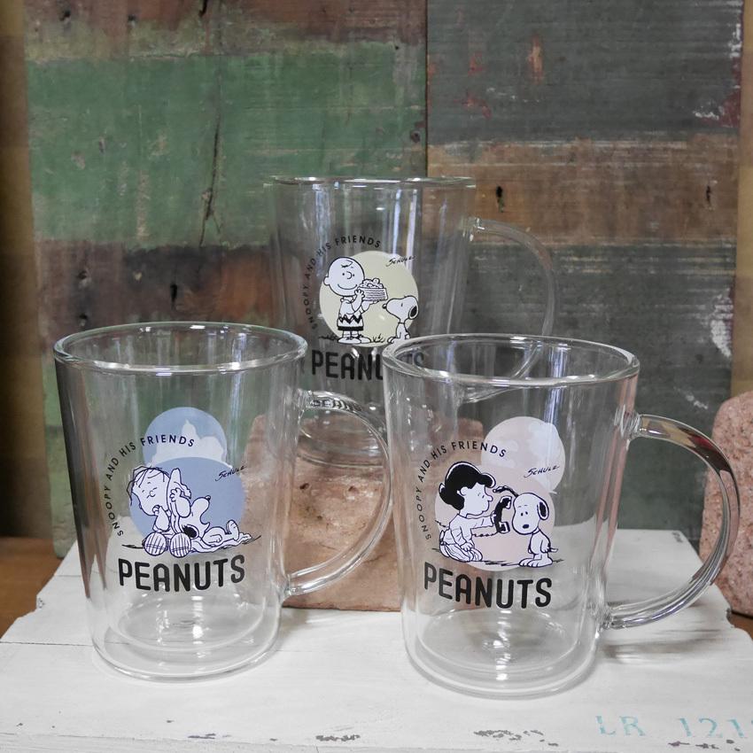 SNOOPY（スヌーピー） ダブルウォールグラスマグ コップ PEANUTS