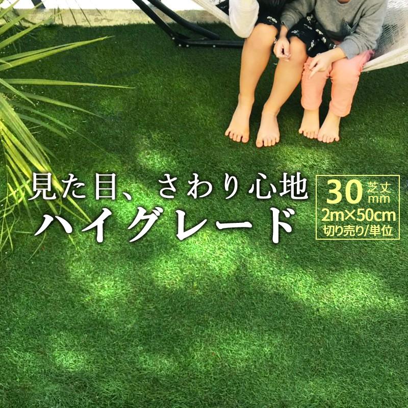 人工芝 芝生 ロール 幅2m 長さ50cm単位 切り売り 芝丈30mm 高級人工芝