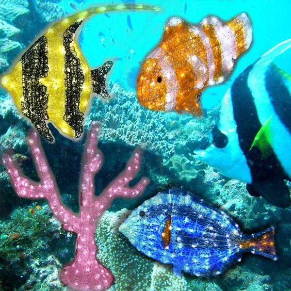 業務用 イルミネーション モチーフ ３D フィッシュ クリスマス 海 魚 水族館  屋外 防雨 LED クリスタルグロー ツノダシの画像