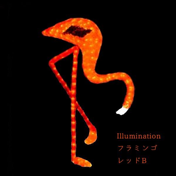 業務用 イルミネーション モチーフ ３D クリスマス 屋外 防雨 LED クリスタルグローフラミンゴ レッド B