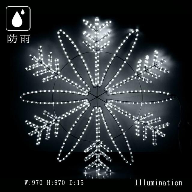 業務用 イルミネーション モチーフ ２D クリスマス 雪 屋外 防雨 LED ロープライト スノーフラワー ホワイト