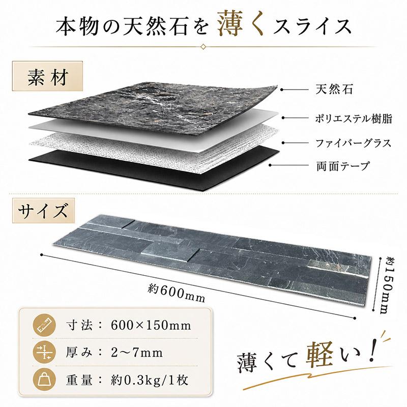 天然石パネル 壁紙の上から貼るだけ 石積み ウォールパネル 石壁 600