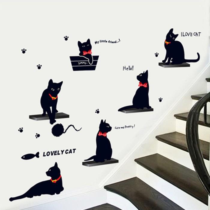 ウォールステッカー 黒猫 ネコ 赤いリボン かわいい Cat 壁飾り インテリアシール 壁デコシール Ws Ay7157 Diyインテリアのお店 Colorspro 通販 Yahoo ショッピング