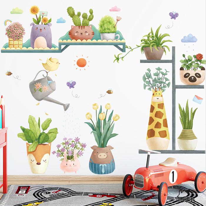 ウォールステッカー 観葉植物 子供部屋 かわいい 多肉植物 はがせる 壁飾り カフェ インテリアシール Ws Fq Ab Diyインテリアのお店 Colorspro 通販 Yahoo ショッピング