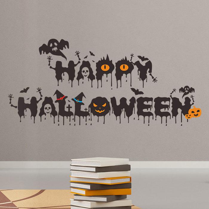 ウォールステッカー ハロウィン Halloween Happyhalloween 英字 ロゴ おばけ かぼちゃ タイトル はがせる 壁飾り カフェ インテリアシール Ws Fx3023 Diyインテリアのお店 Colorspro 通販 Yahoo ショッピング