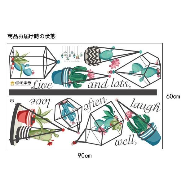 ウォールステッカー おしゃれ カフェ風 かわいい カントリー サボテン 多肉植物 植木鉢 吊り鉢 インテリアシール｜colors-pro｜07