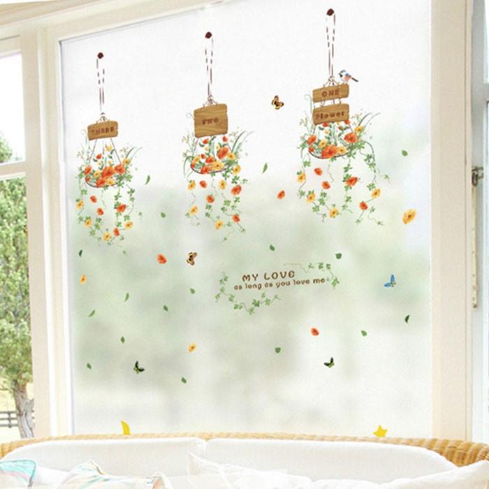 ウォールステッカー 花 ハンギングバスケット 蝶 かわいい 壁飾り インテリアシール 壁デコシール Ws Xl7106 Diyインテリアのお店 Colorspro 通販 Yahoo ショッピング