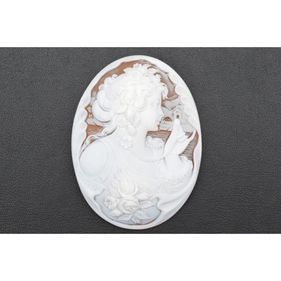 馬　シェル　カメオ　ルース ジュエリー極】バルザーノ作 美しい乗馬の彫刻 高級シェルカメオルース