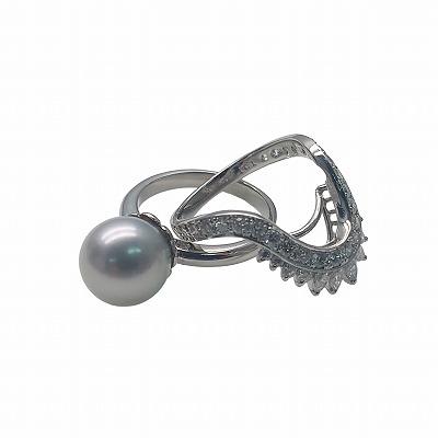 ◇新品仕上げ◇2WAY セットリング 重ね付け PT900 アコヤパール 真珠