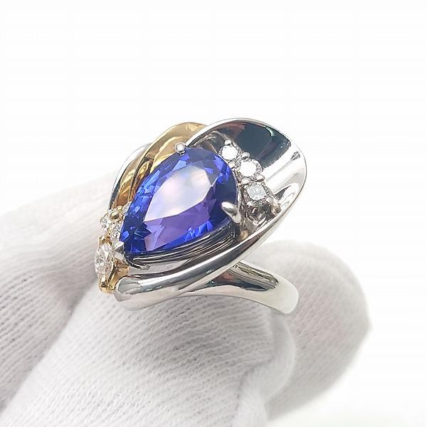 ◇新品仕上げ済◇Pt900 K18 タンザナイト 5.96ct＆ダイヤモンド 0.45ct
