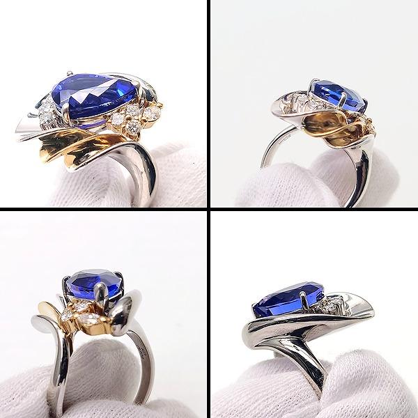 ◇新品仕上げ済◇Pt900 K18 タンザナイト 5.96ct＆ダイヤモンド 0.45ct 