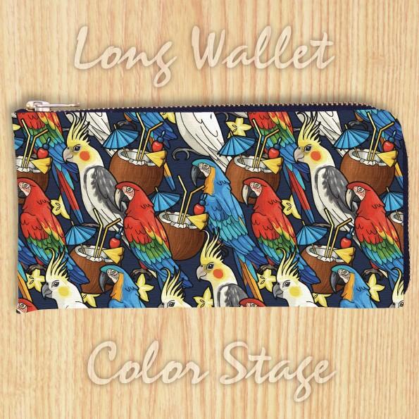 L字ファスナー長財布 オカメインコ柄 オウム柄 Model:LWAT56 名入れ