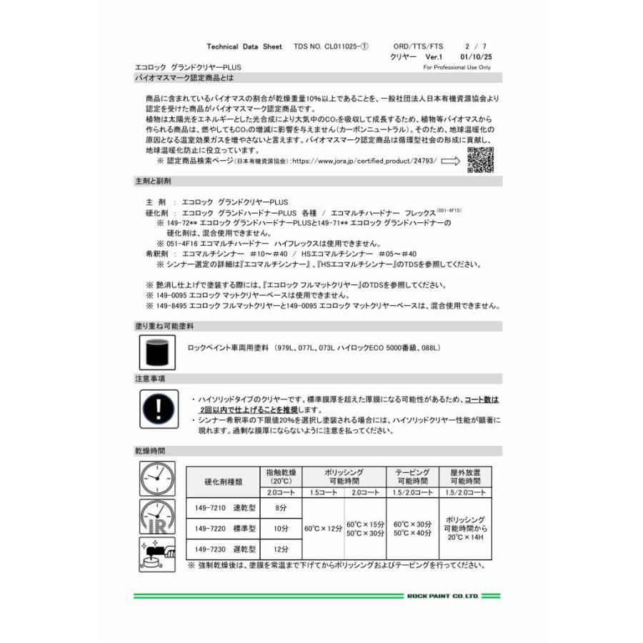 ロックペイント 149-7250 エコロック グランドクリヤーPLUS 4L ロックペイント 149-7250 エコロック グランドクリヤーPLUS 4L