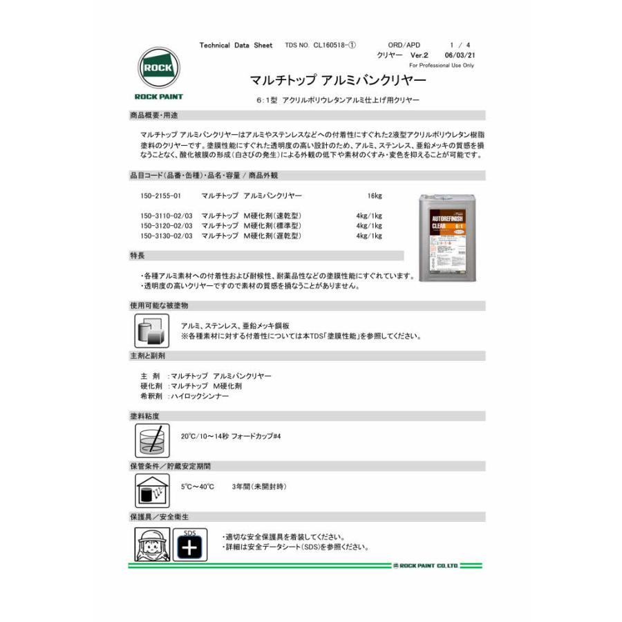 ロックペイント 150-2155 マルチトップ アルミバンクリヤー 16Kg