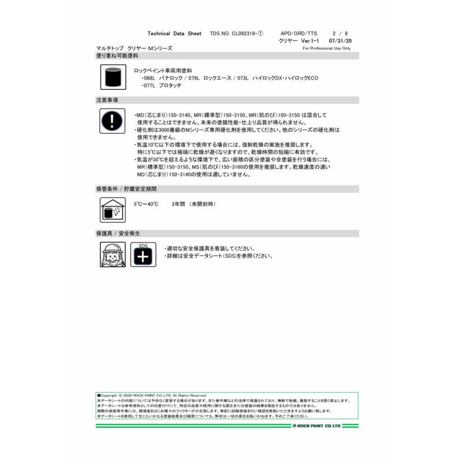 ロックペイント　150-3140　マルチトップ　クリヤーMD（芯じまり）16Kg　主剤